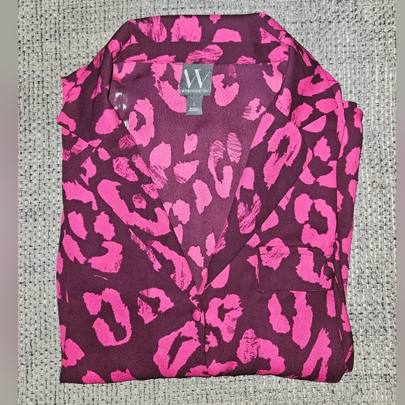 Pink and Burgundy Leopard Print Long Sleeved Blouse NWT - Picture 4 of 7